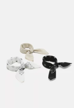 Pier OneBANDANA UNISEX 3 PACK - Scarf - Black/white/beige