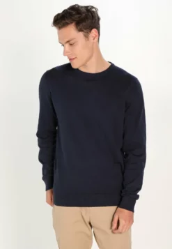 Pier OneBASIC CREWNECK - Stickad Tröja - Dark Blue