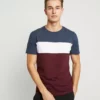 Pier OneT-shirt Med Print - Bordeaux / Dark Blue