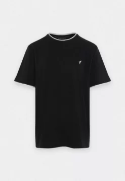 Pier OnePIQUE EMBRO DETAIL - T-shirt - Bas - Black