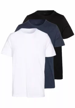 Pier One3 PACK - T-shirt - Bas - Black/white/blue
