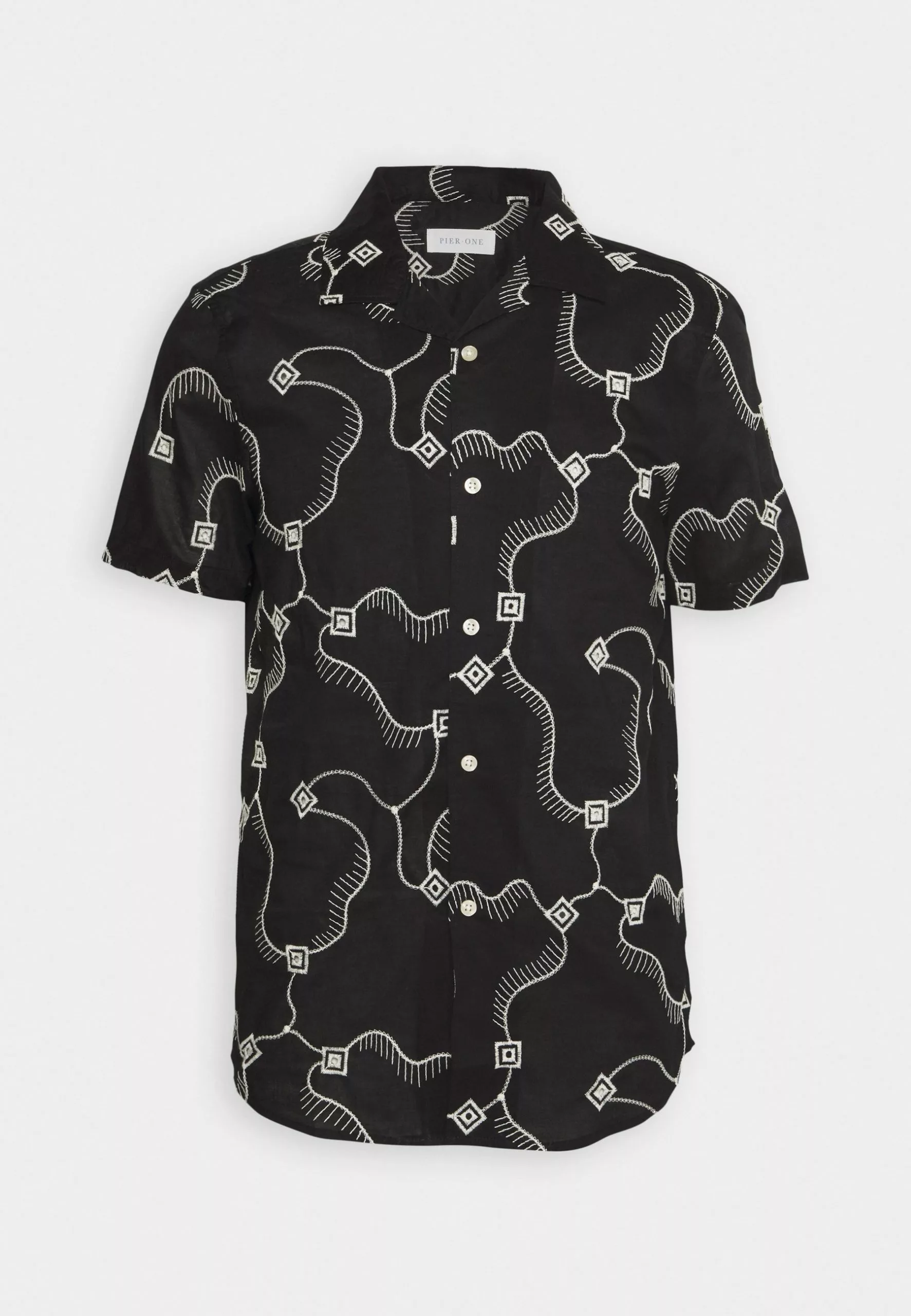 Pier OneEMBROIDERED LINES SHIRT - Skjorta - Black - Bild 4