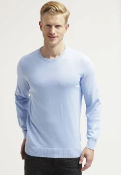 Pier OneBASIC CREWNECK - Stickad Tröja - Light Blue