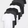 Pier One7 PACK - T-shirt - Bas - Mottled Dark Grey/white/black