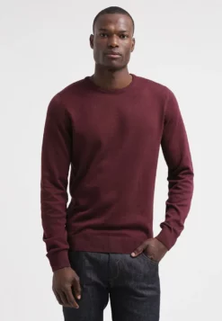 Pier OneBASIC CREWNECK - Stickad Tröja - Bordeaux
