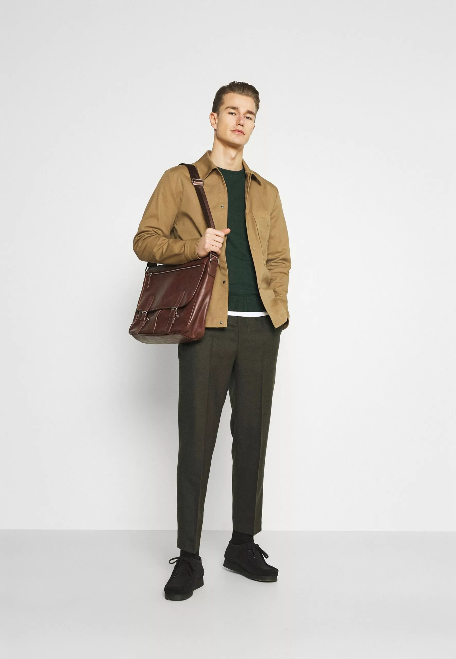 Pier OneBASIC CREWNECK - Stickad Tröja - Mottled Dark Green - Bild 2